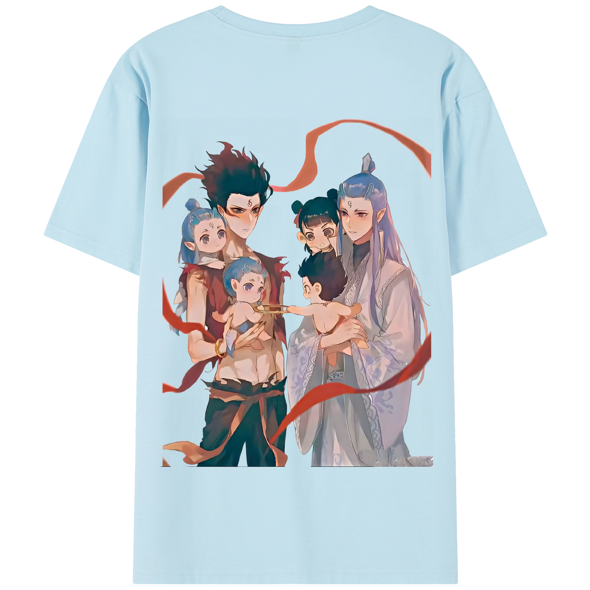 （画像用） Ne Zha 2 ナタ 魔童の大暴れ 綿100％半袖Tシャツ（背面プリント）